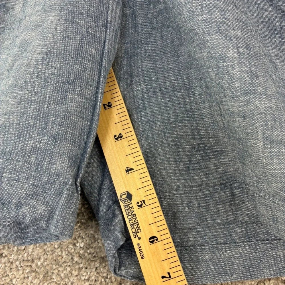 Banana Republic Deck Shorts Men Large Blue Linen Cotton Blend Drawstring Coastal
